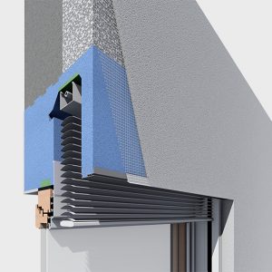 flexiE-System mit vollständig ausgefahrenem Rollladen