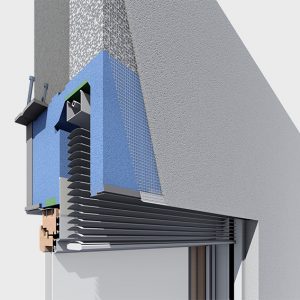 flexiE-System mit teilweise ausgefahrenem Rollladenpanzer