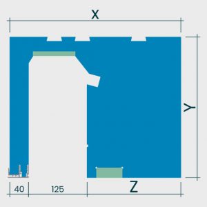 Maßzeichnung flexiE RAFF mit Revisionsöffnung 125 mm