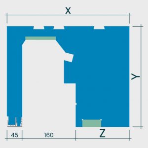 Maßzeichnung flexiE RAFF mit Revisionsöffnung 160 mm